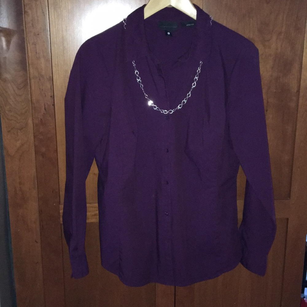 NWOT Worthington plum fitted stretch blouse sz 12